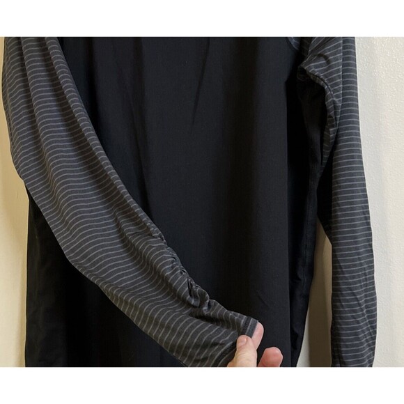 Avia Activewear Women's's Size 20 XXL Gather Long Sleeve Shirt Black Stripes - Picture 6 of 7